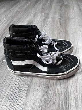 Vans Sk8-Hi Canvas Black & White Shoes Men's Size 7 Women's 8.5